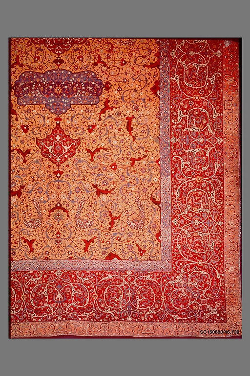 The Anhalt Medallion Carpet, Cotton (warp), silk (weft), wool (pile); asymmetrically knotted pile