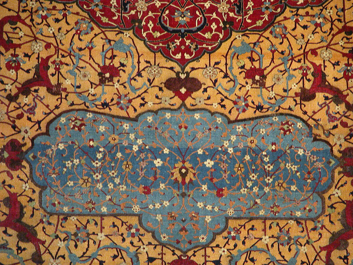 The Anhalt Medallion Carpet, Cotton (warp), silk (weft), wool (pile); asymmetrically knotted pile