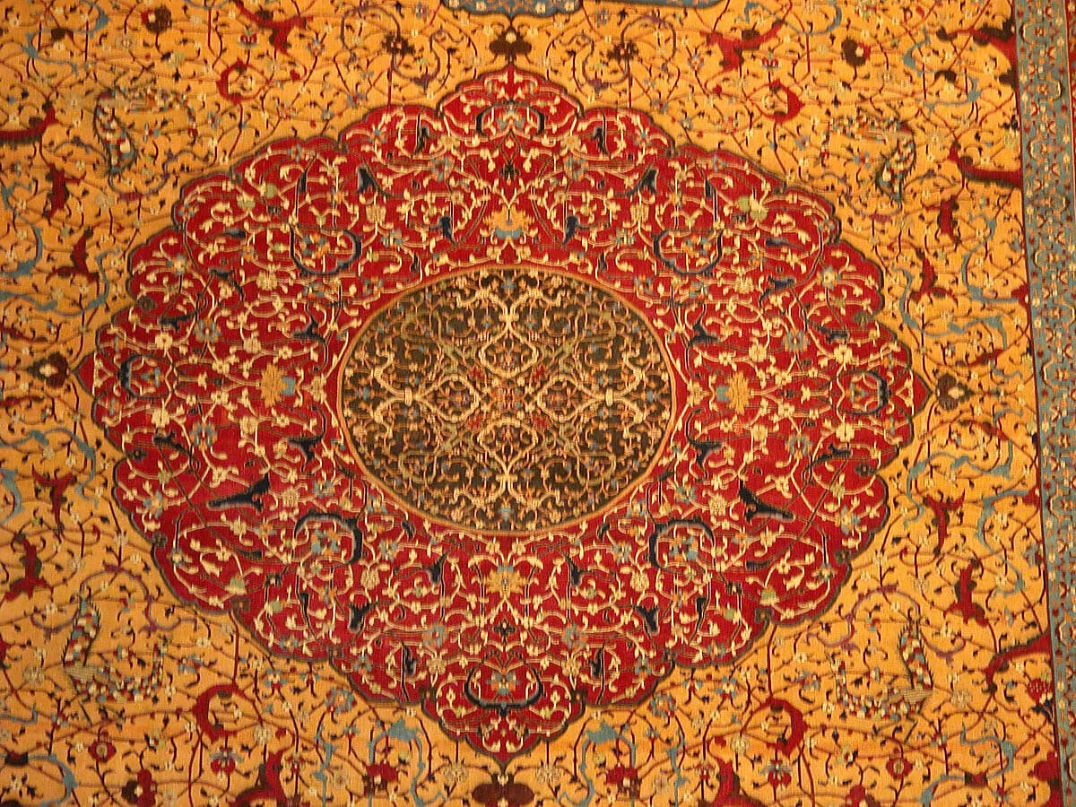 The Anhalt Medallion Carpet, Cotton (warp), silk (weft), wool (pile); asymmetrically knotted pile