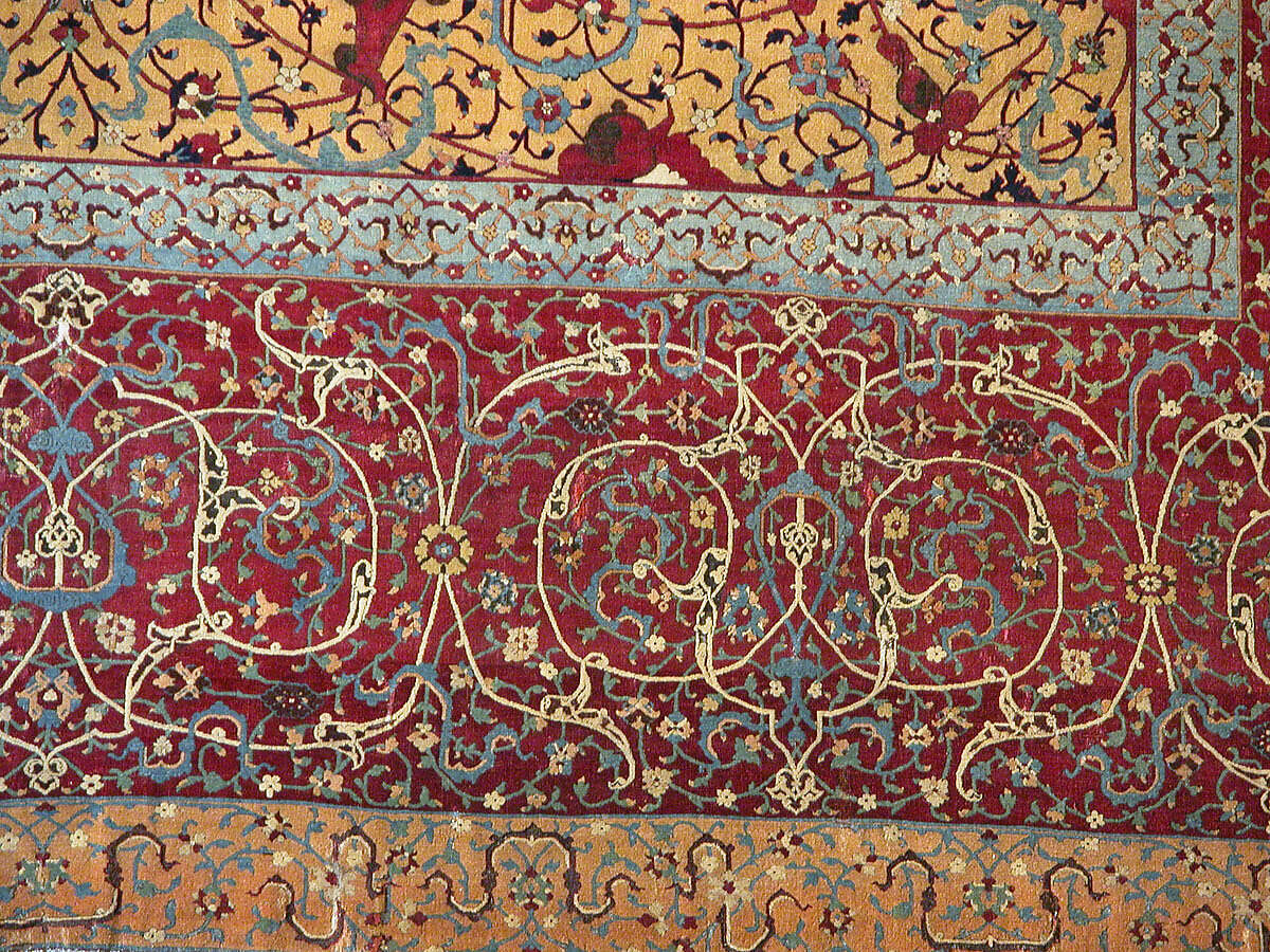 The Anhalt Medallion Carpet, Cotton (warp), silk (weft), wool (pile); asymmetrically knotted pile