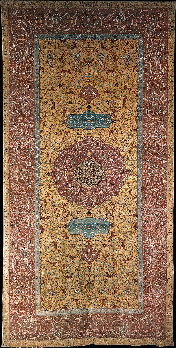 The Anhalt Medallion Carpet, Cotton (warp), silk (weft), wool (pile); asymmetrically knotted pile