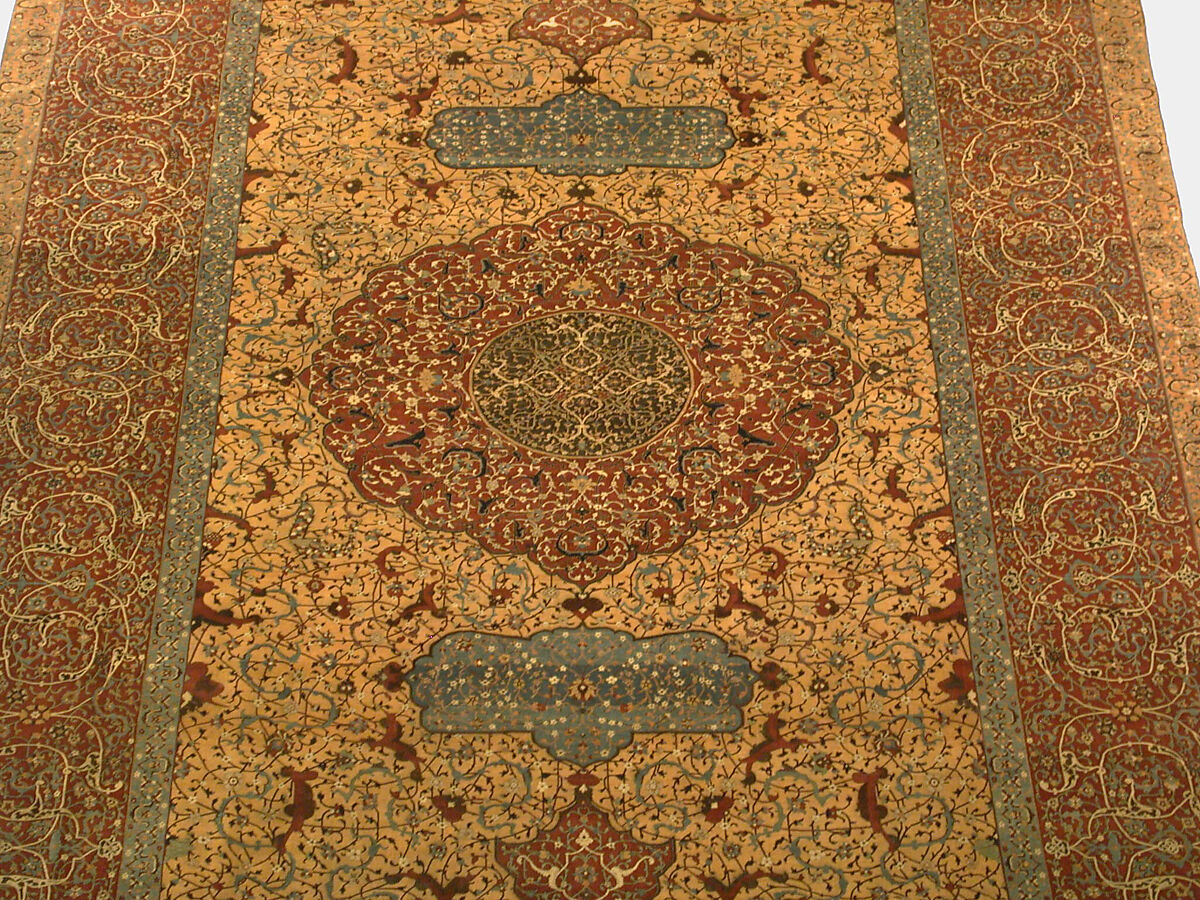 The Anhalt Medallion Carpet, Cotton (warp), silk (weft), wool (pile); asymmetrically knotted pile