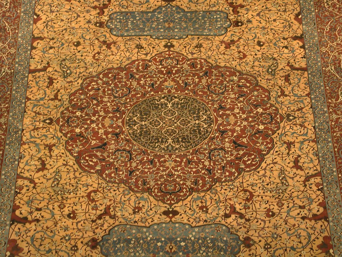 The Anhalt Medallion Carpet, Cotton (warp), silk (weft), wool (pile); asymmetrically knotted pile