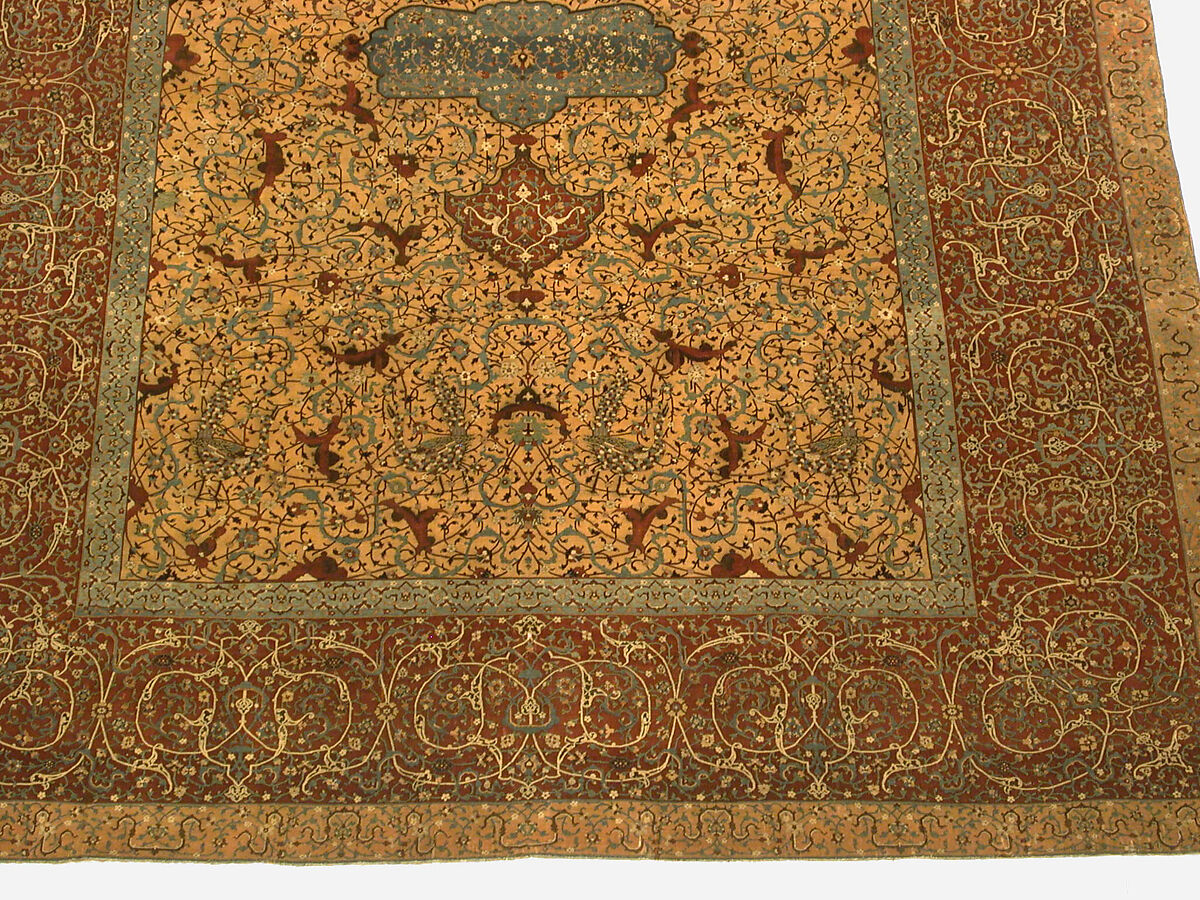 The Anhalt Medallion Carpet, Cotton (warp), silk (weft), wool (pile); asymmetrically knotted pile
