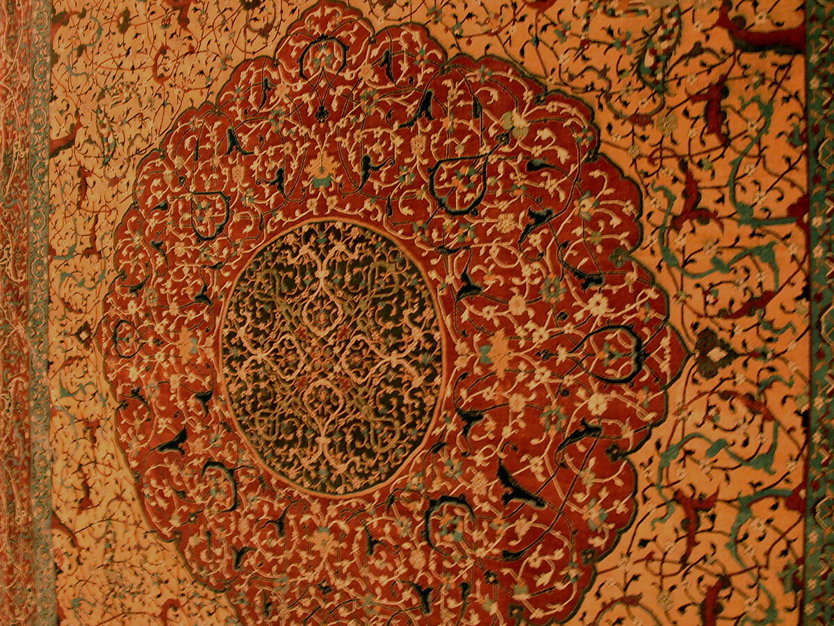 The Anhalt Medallion Carpet, Cotton (warp), silk (weft), wool (pile); asymmetrically knotted pile