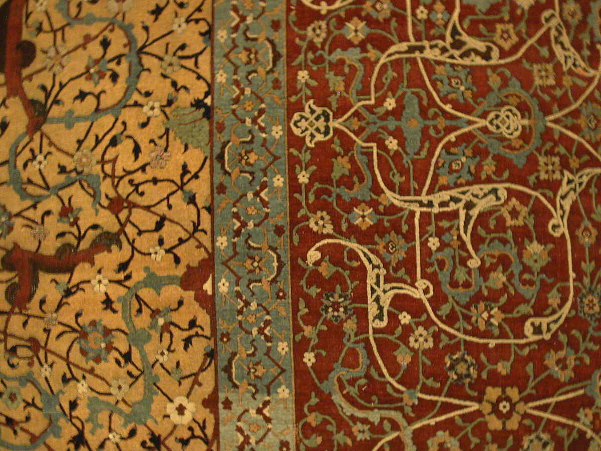 The Anhalt Medallion Carpet, Cotton (warp), silk (weft), wool (pile); asymmetrically knotted pile