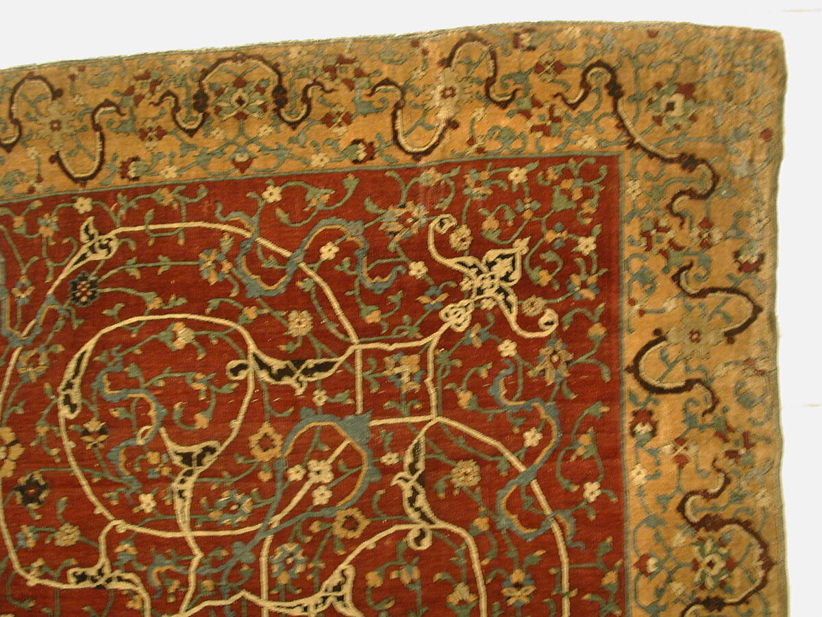 The Anhalt Medallion Carpet, Cotton (warp), silk (weft), wool (pile); asymmetrically knotted pile