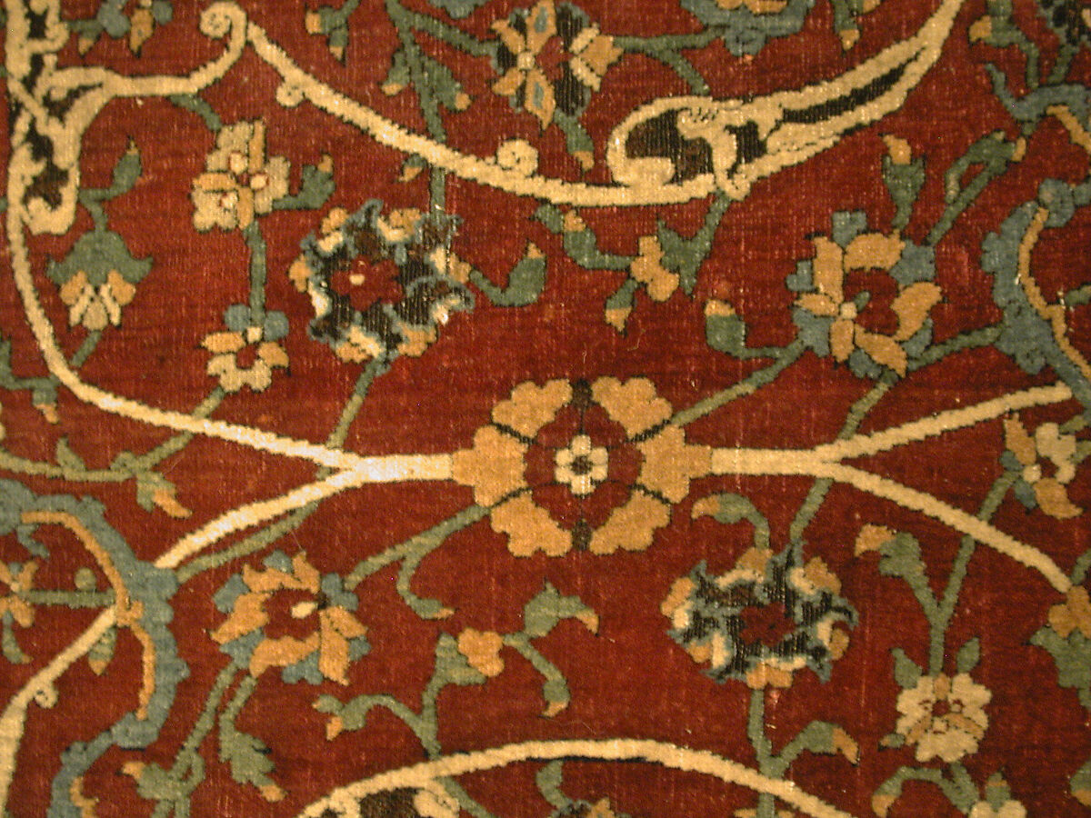 The Anhalt Medallion Carpet, Cotton (warp), silk (weft), wool (pile); asymmetrically knotted pile