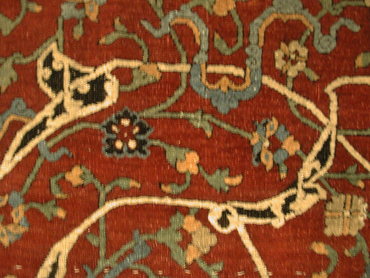 The Anhalt Medallion Carpet, Cotton (warp), silk (weft), wool (pile); asymmetrically knotted pile