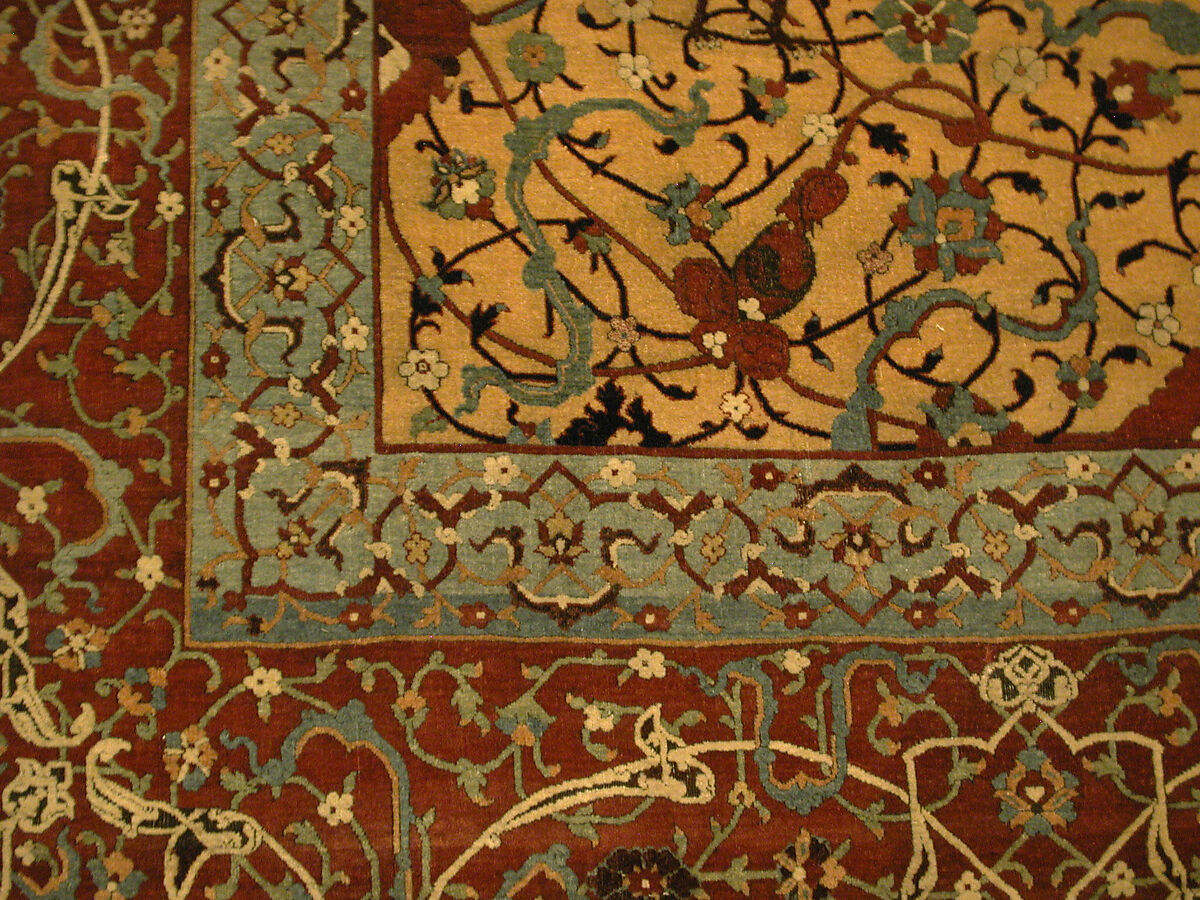 The Anhalt Medallion Carpet, Cotton (warp), silk (weft), wool (pile); asymmetrically knotted pile