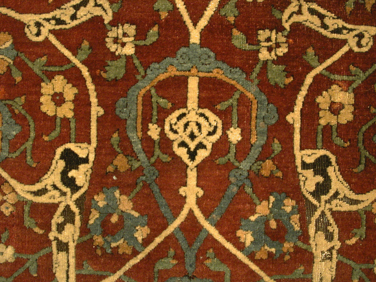 The Anhalt Medallion Carpet, Cotton (warp), silk (weft), wool (pile); asymmetrically knotted pile