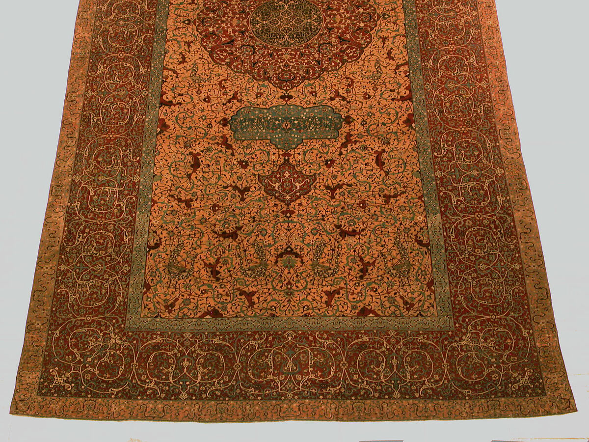 The Anhalt Medallion Carpet, Cotton (warp), silk (weft), wool (pile); asymmetrically knotted pile