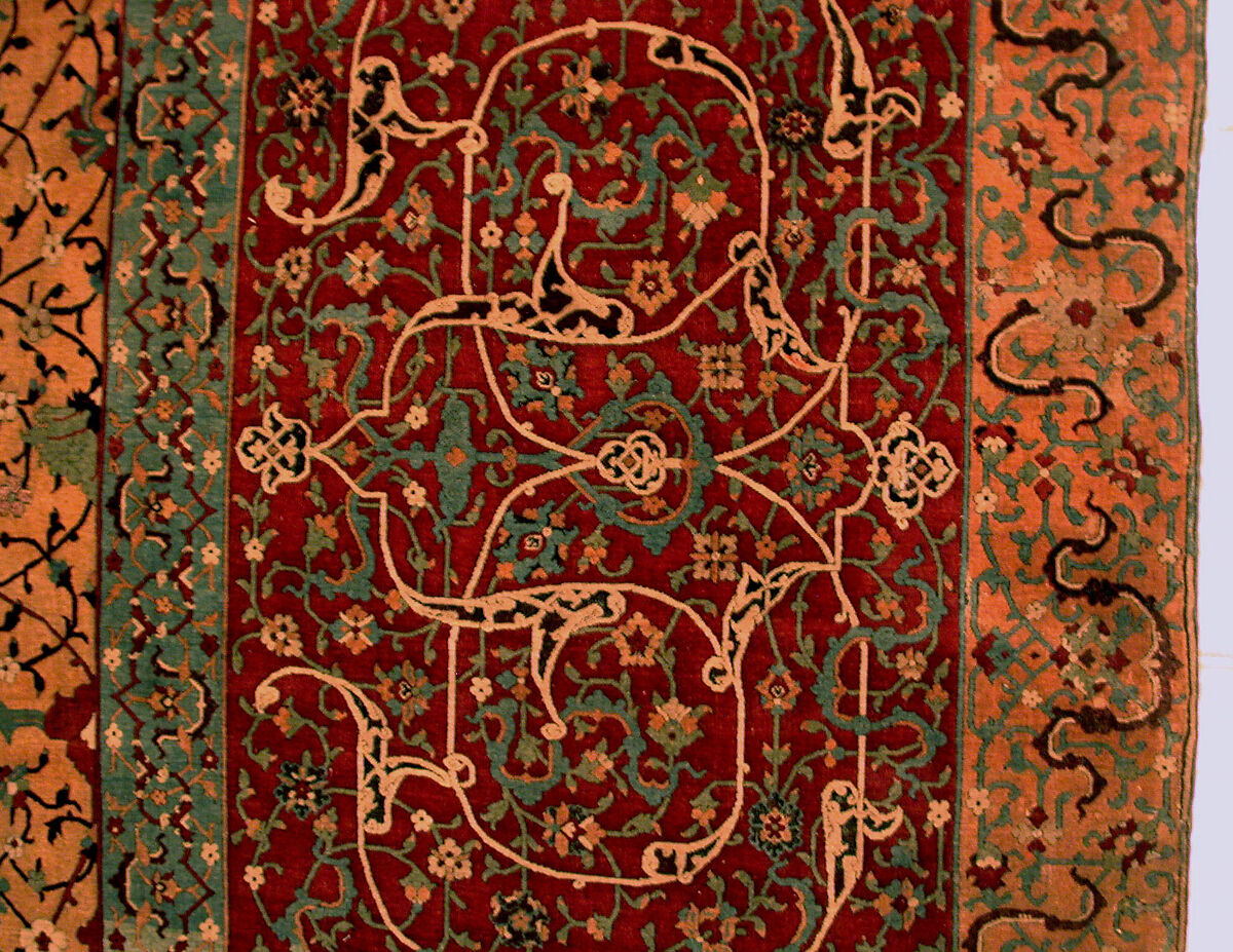 The Anhalt Medallion Carpet, Cotton (warp), silk (weft), wool (pile); asymmetrically knotted pile