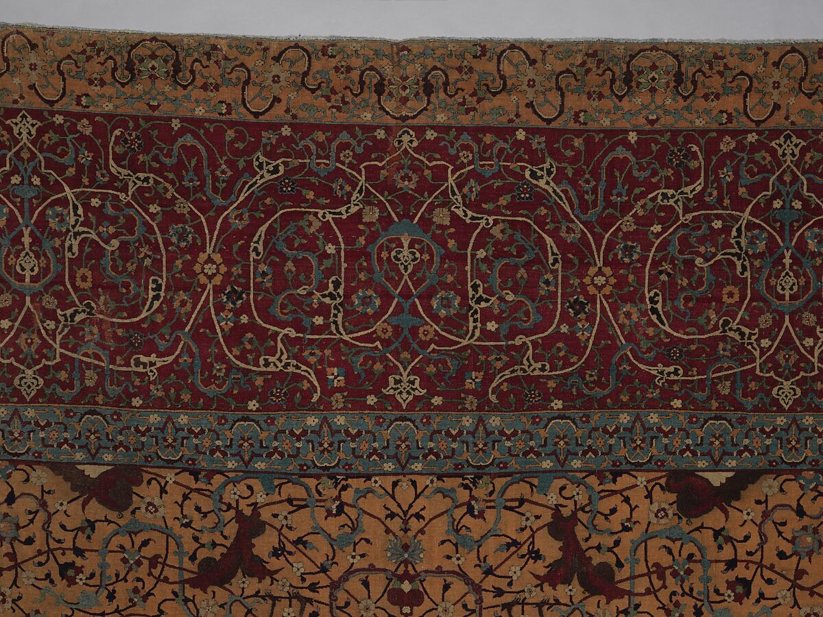 The Anhalt Medallion Carpet, Cotton (warp), silk (weft), wool (pile); asymmetrically knotted pile