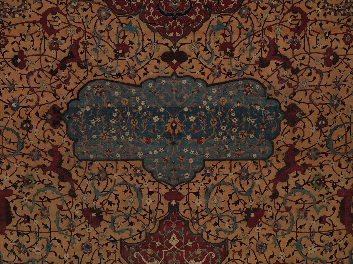 The Anhalt Medallion Carpet, Cotton (warp), silk (weft), wool (pile); asymmetrically knotted pile