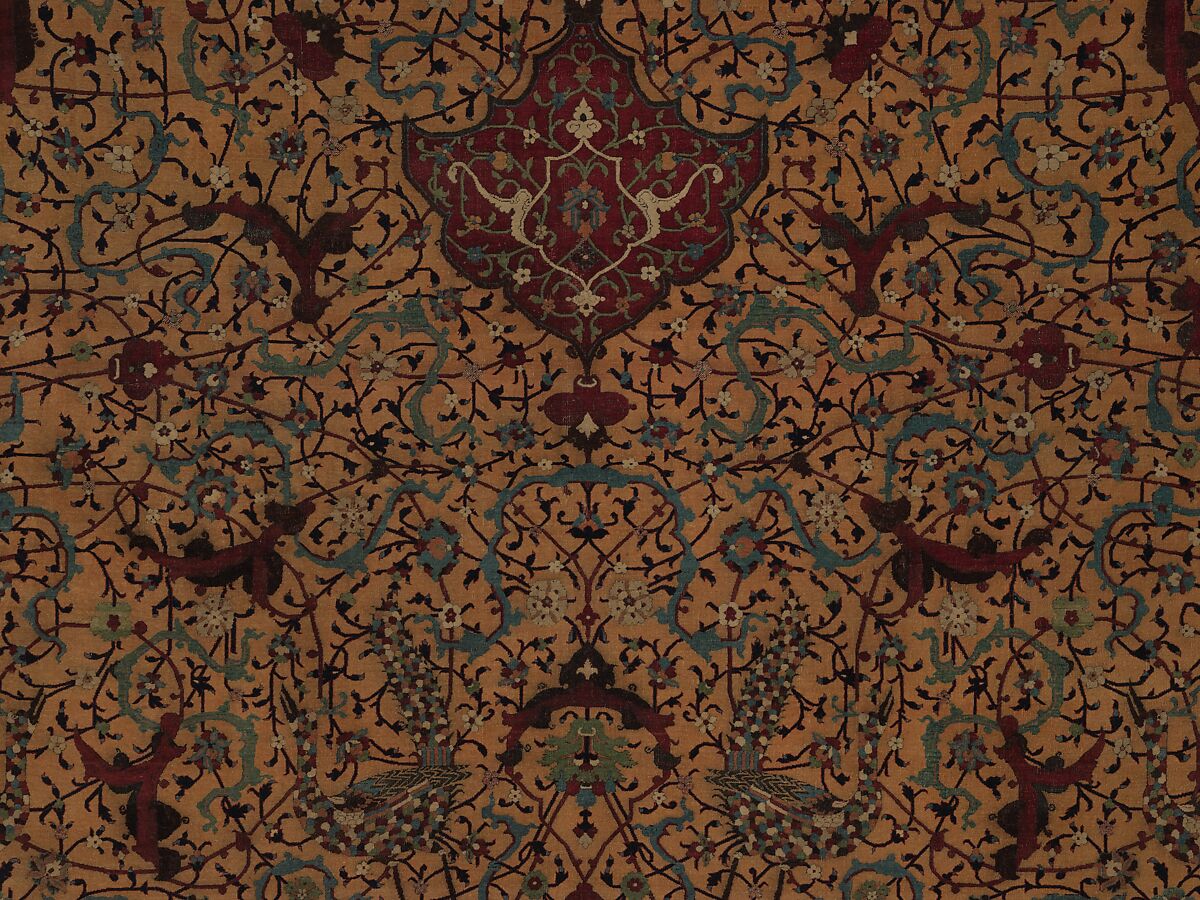 The Anhalt Medallion Carpet, Cotton (warp), silk (weft), wool (pile); asymmetrically knotted pile