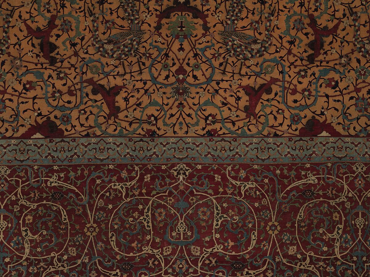 The Anhalt Medallion Carpet, Cotton (warp), silk (weft), wool (pile); asymmetrically knotted pile