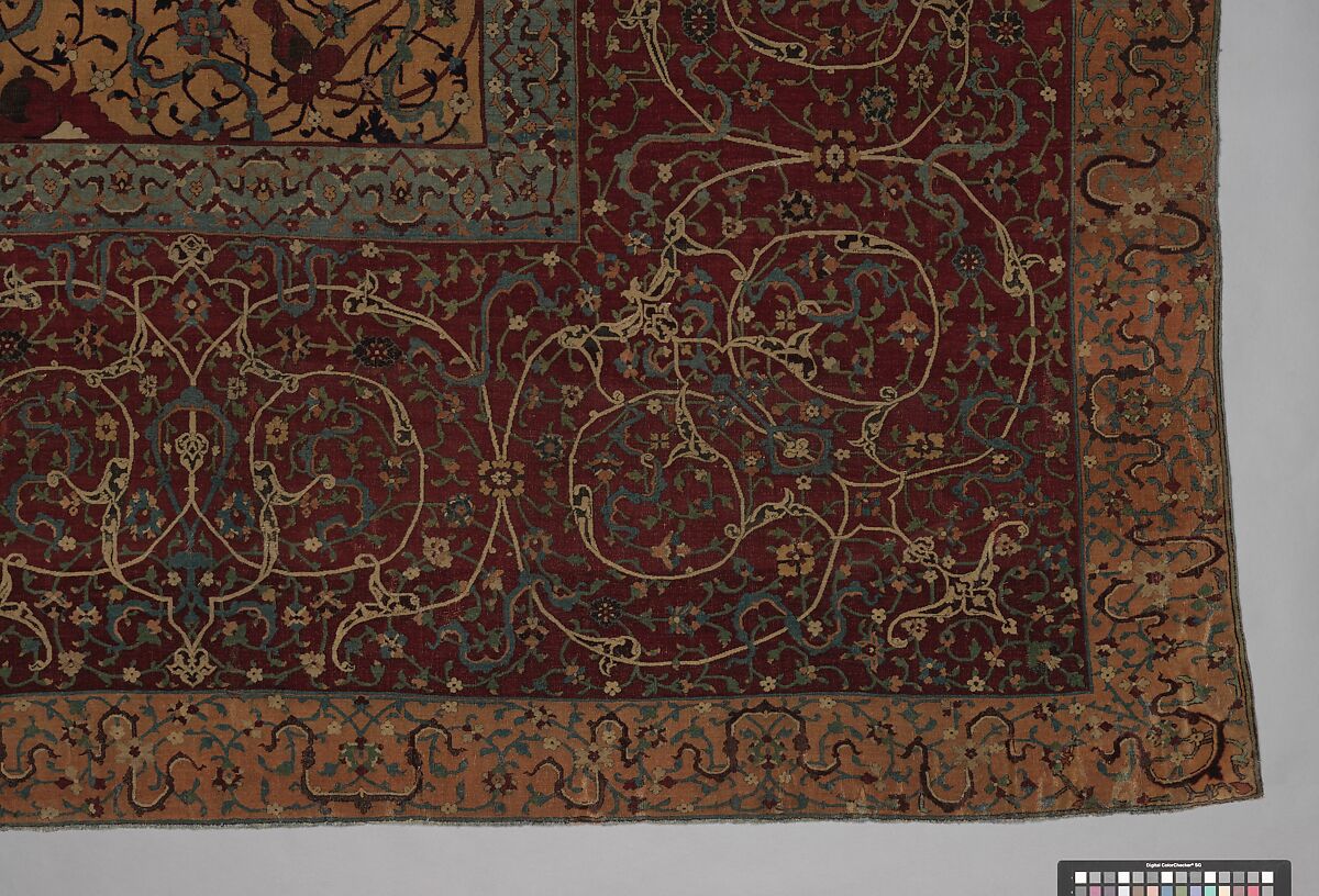 The Anhalt Medallion Carpet, Cotton (warp), silk (weft), wool (pile); asymmetrically knotted pile