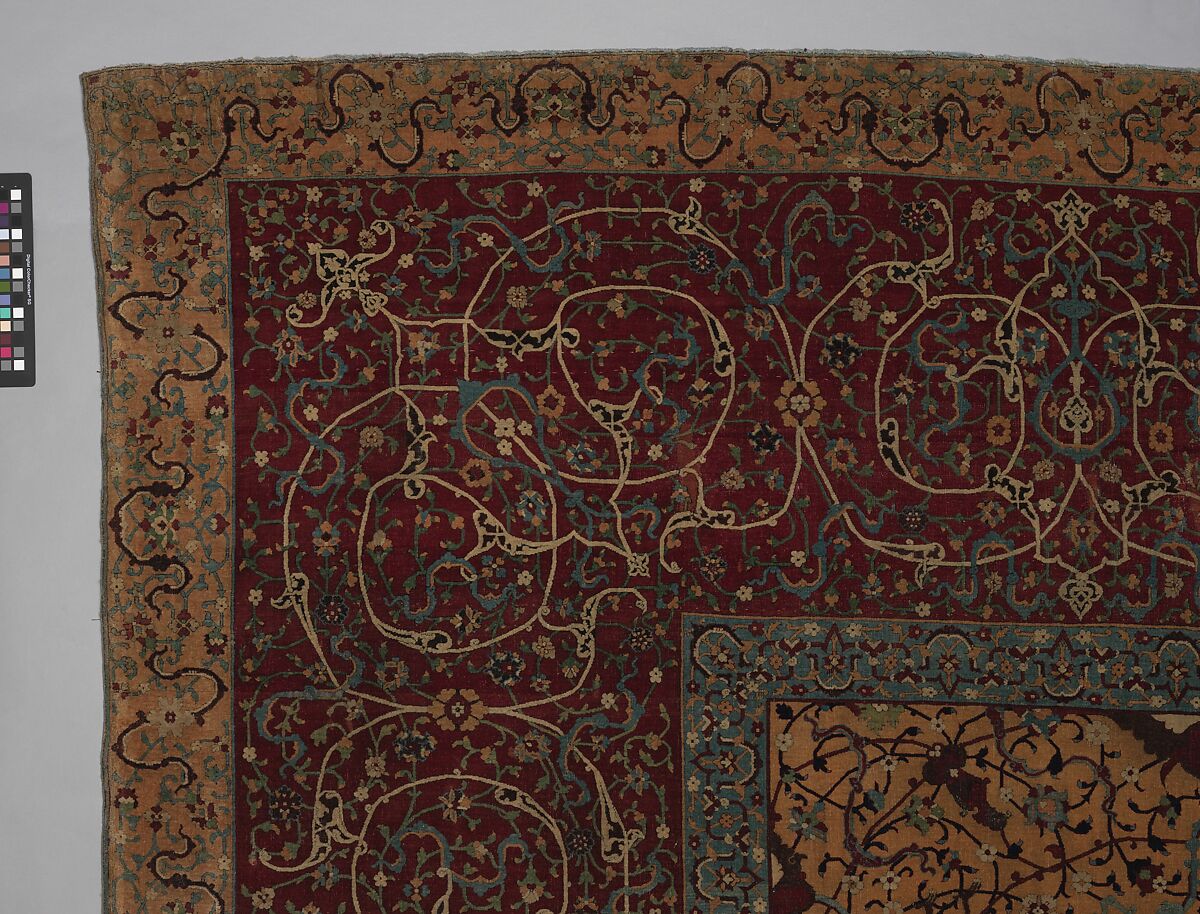The Anhalt Medallion Carpet, Cotton (warp), silk (weft), wool (pile); asymmetrically knotted pile