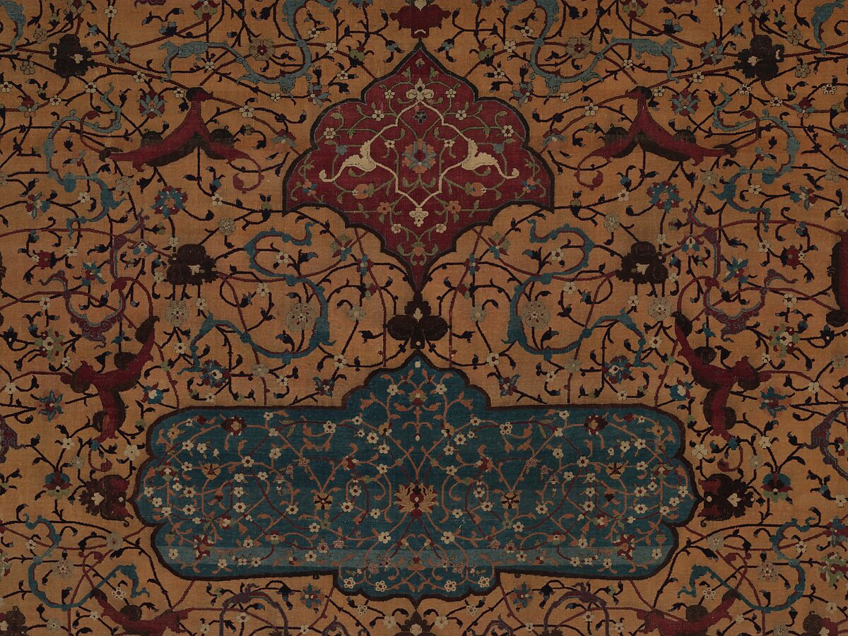 The Anhalt Medallion Carpet, Cotton (warp), silk (weft), wool (pile); asymmetrically knotted pile