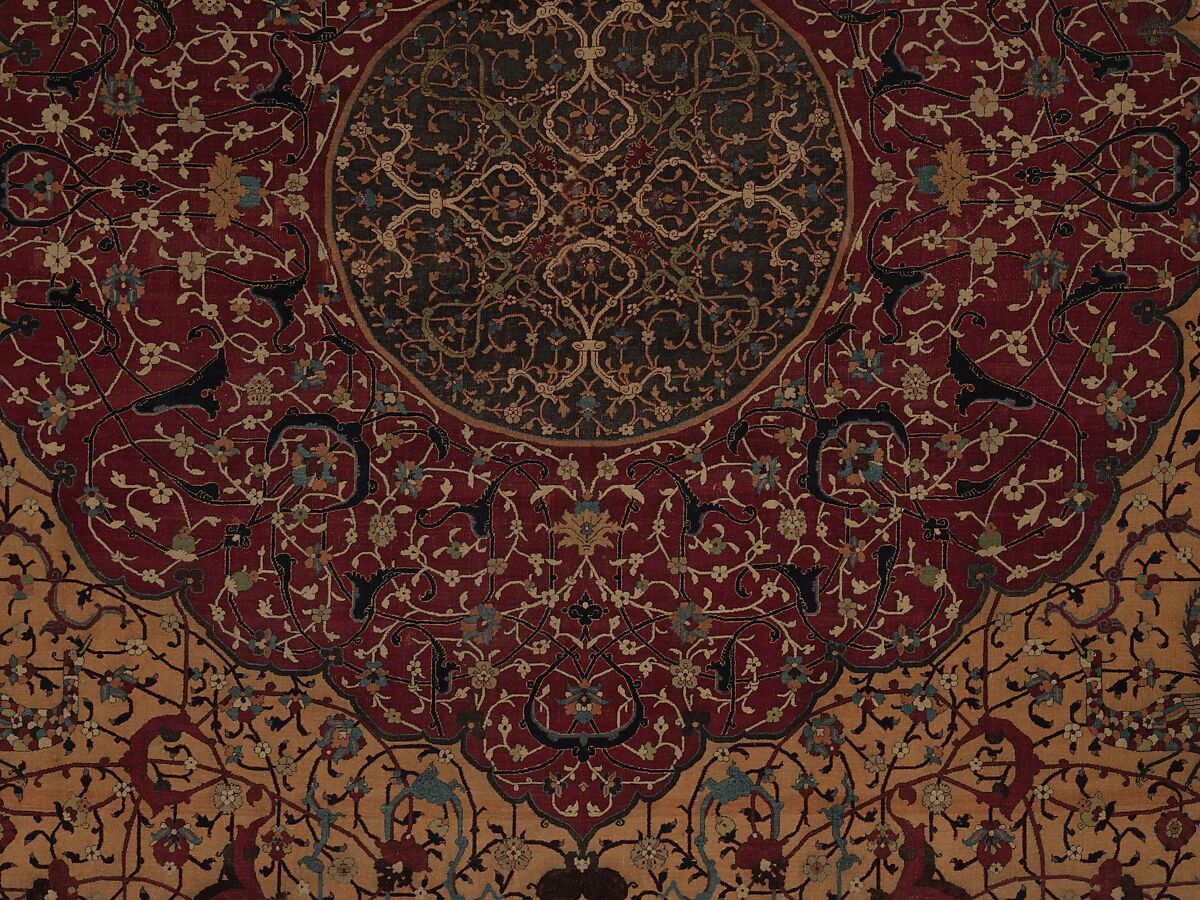 The Anhalt Medallion Carpet, Cotton (warp), silk (weft), wool (pile); asymmetrically knotted pile