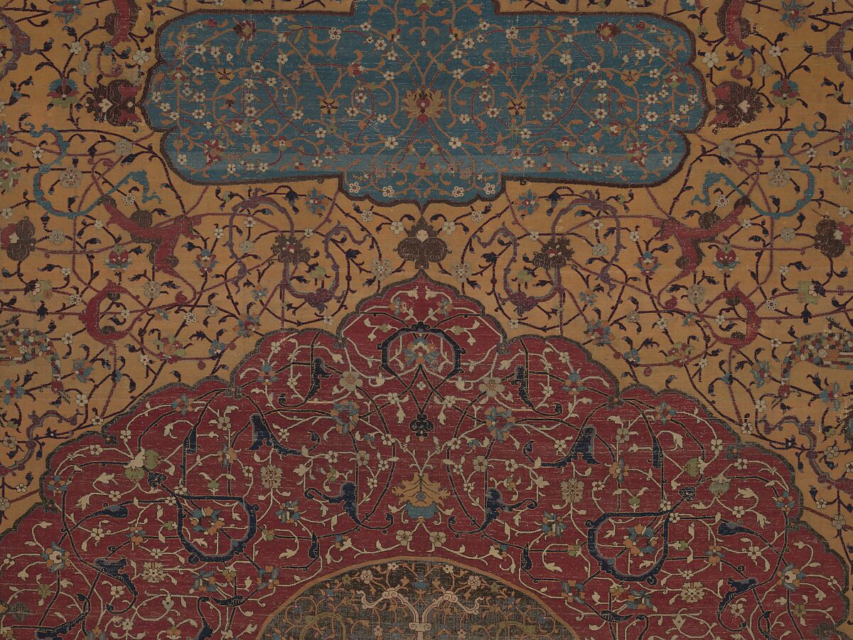 The Anhalt Medallion Carpet, Cotton (warp), silk (weft), wool (pile); asymmetrically knotted pile