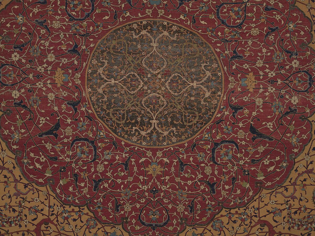 The Anhalt Medallion Carpet, Cotton (warp), silk (weft), wool (pile); asymmetrically knotted pile