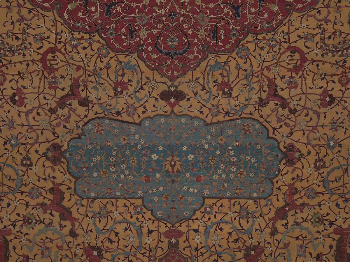 The Anhalt Medallion Carpet, Cotton (warp), silk (weft), wool (pile); asymmetrically knotted pile