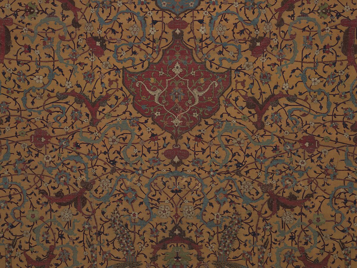 The Anhalt Medallion Carpet, Cotton (warp), silk (weft), wool (pile); asymmetrically knotted pile