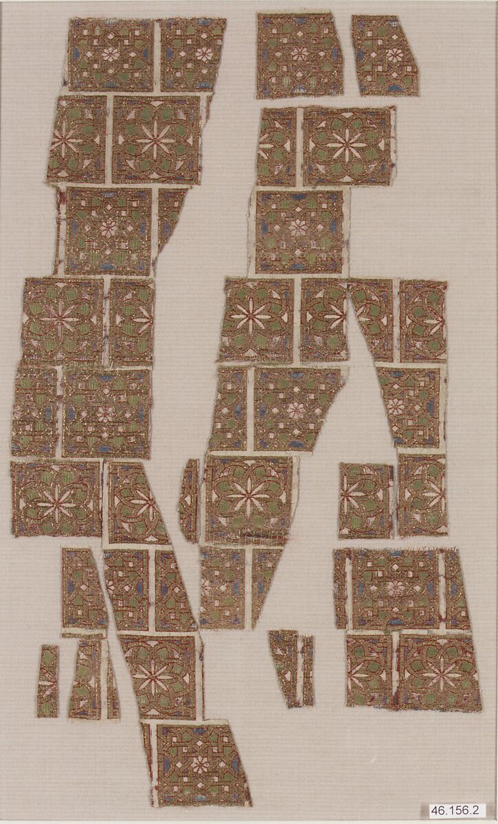 Textile Fragment from a Liturgical Vestment of San Valerius, Silk, metal wrapped thread; taqueté 