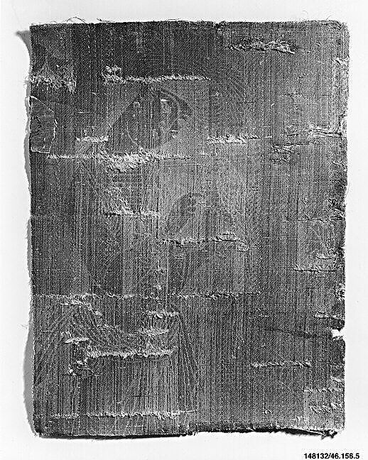 A Young Man Attending to a Falcon, Silk, metal wrapped thread, and continuous floats of flat metal thread; cut and voided velvet, bouclé