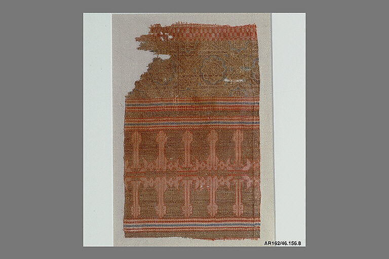 Textile Fragment from the Tomb of Don Felipe, Silk, linen, metal wrapped thread; taqueté