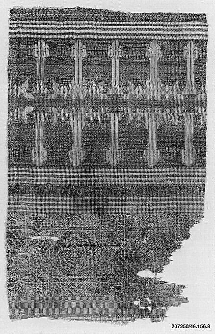 Textile Fragment from the Tomb of Don Felipe, Silk, linen, metal wrapped thread; taqueté