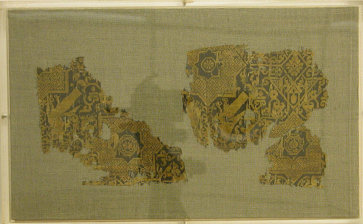 Textile with a Pattern of Stars and Birds, Originally from a Cap, Silk; samite