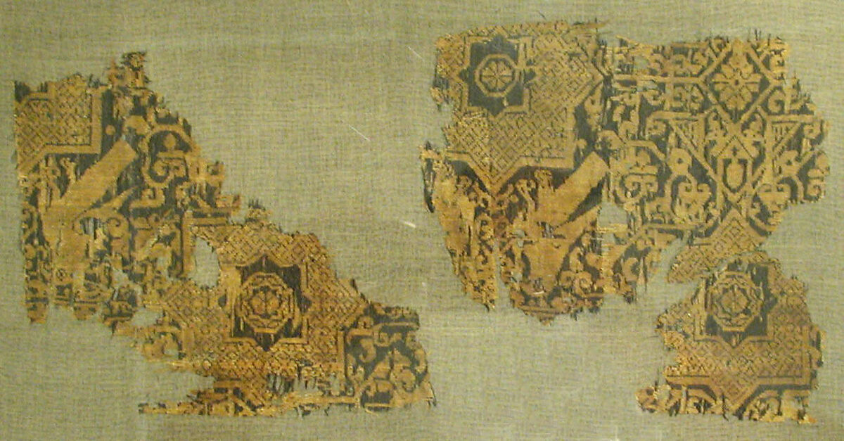 Textile with a Pattern of Stars and Birds, Originally from a Cap, Silk; samite