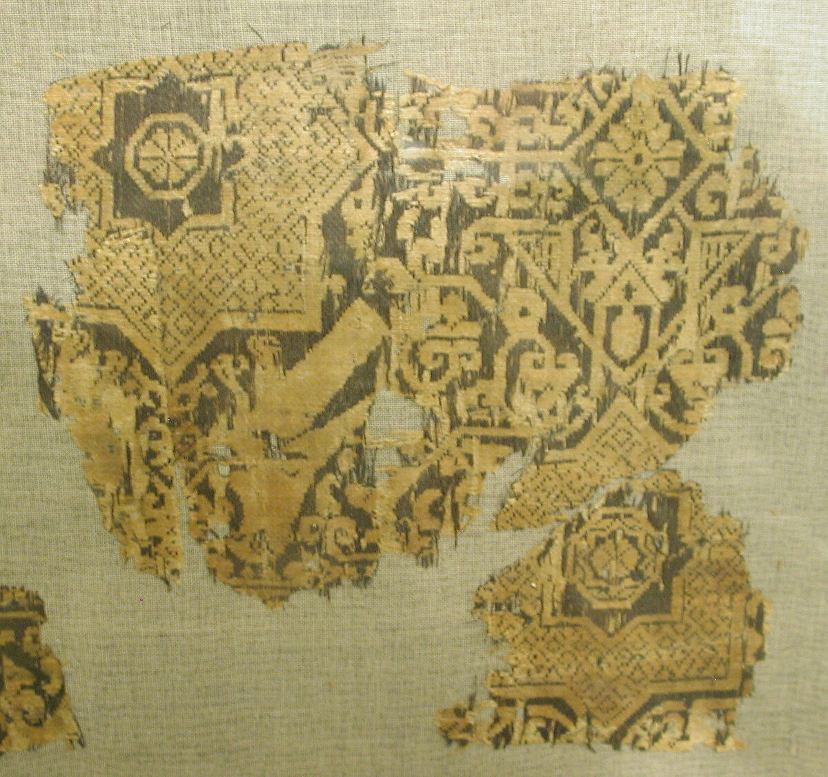 Textile with a Pattern of Stars and Birds, Originally from a Cap, Silk; samite