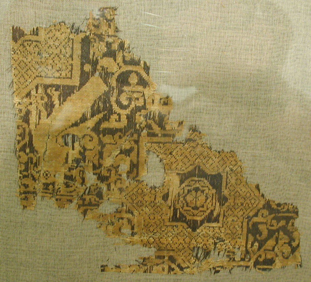 Textile with a Pattern of Stars and Birds, Originally from a Cap, Silk; samite