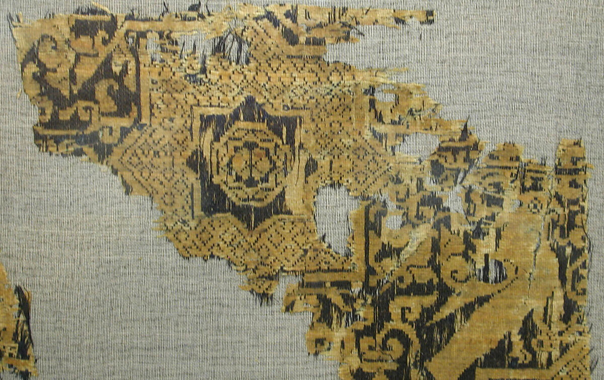 Textile with a Pattern of Stars and Birds, Originally from a Cap, Silk; samite