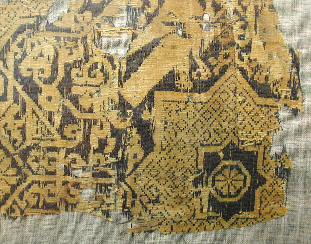 Textile with a Pattern of Stars and Birds, Originally from a Cap, Silk; samite