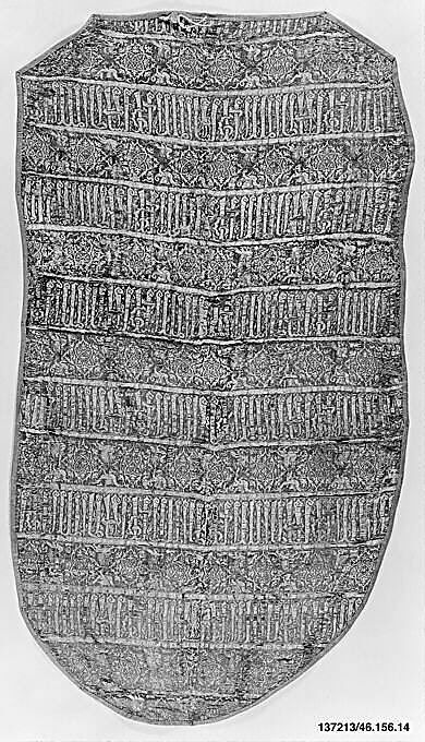 Chasuble Fragment, Silk, gilded metal wrapped silk thread; lampas