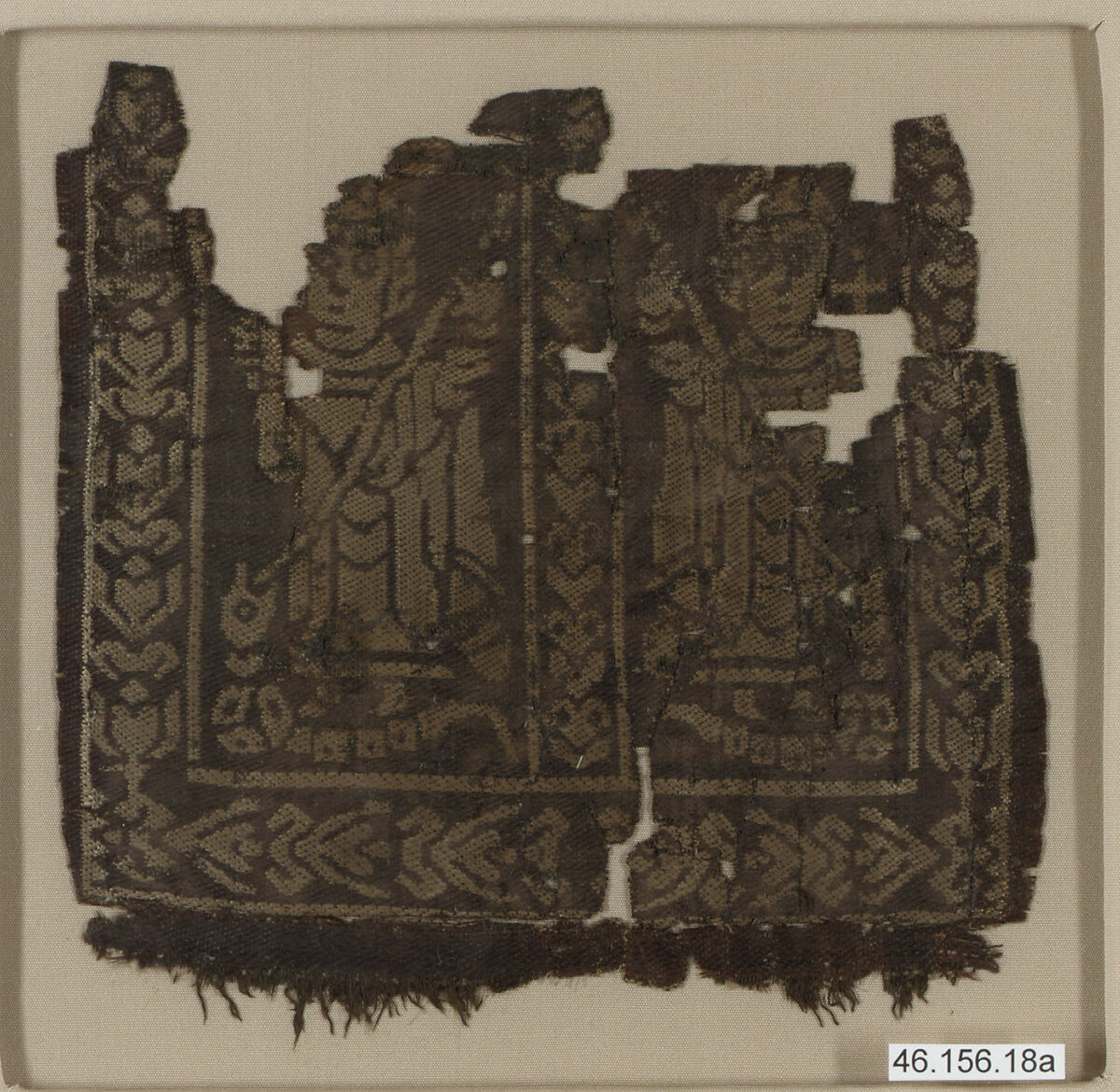 Square with Holy Warriors Spearing a Serpent, Silk