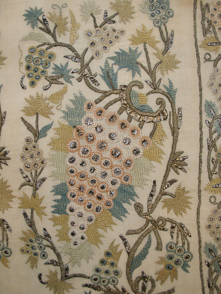 Sash, Linen, silk, metal-wrapped thread, and tinsel; plain-weave and embroidery