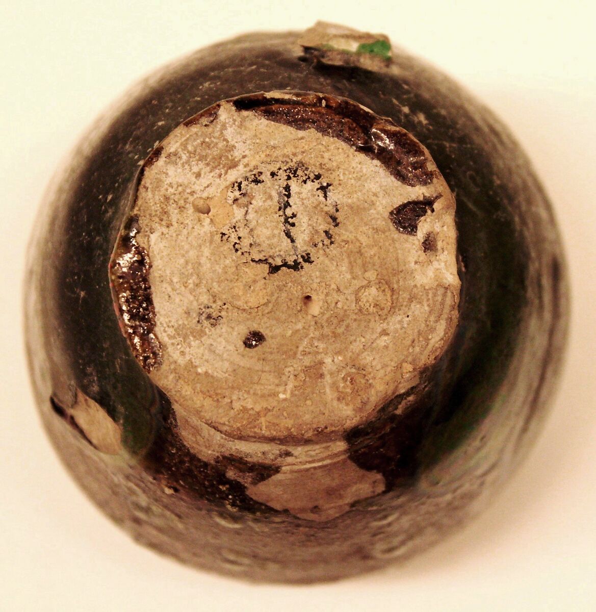 Jar, Earthenware; painted in white under green and brown glaze
