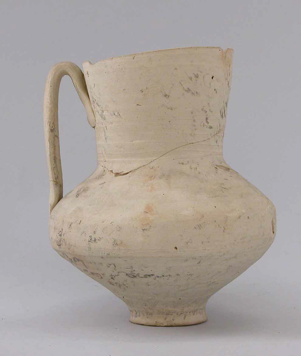 Unglazed Jug with Writing, Earthenware; painted, unglazed