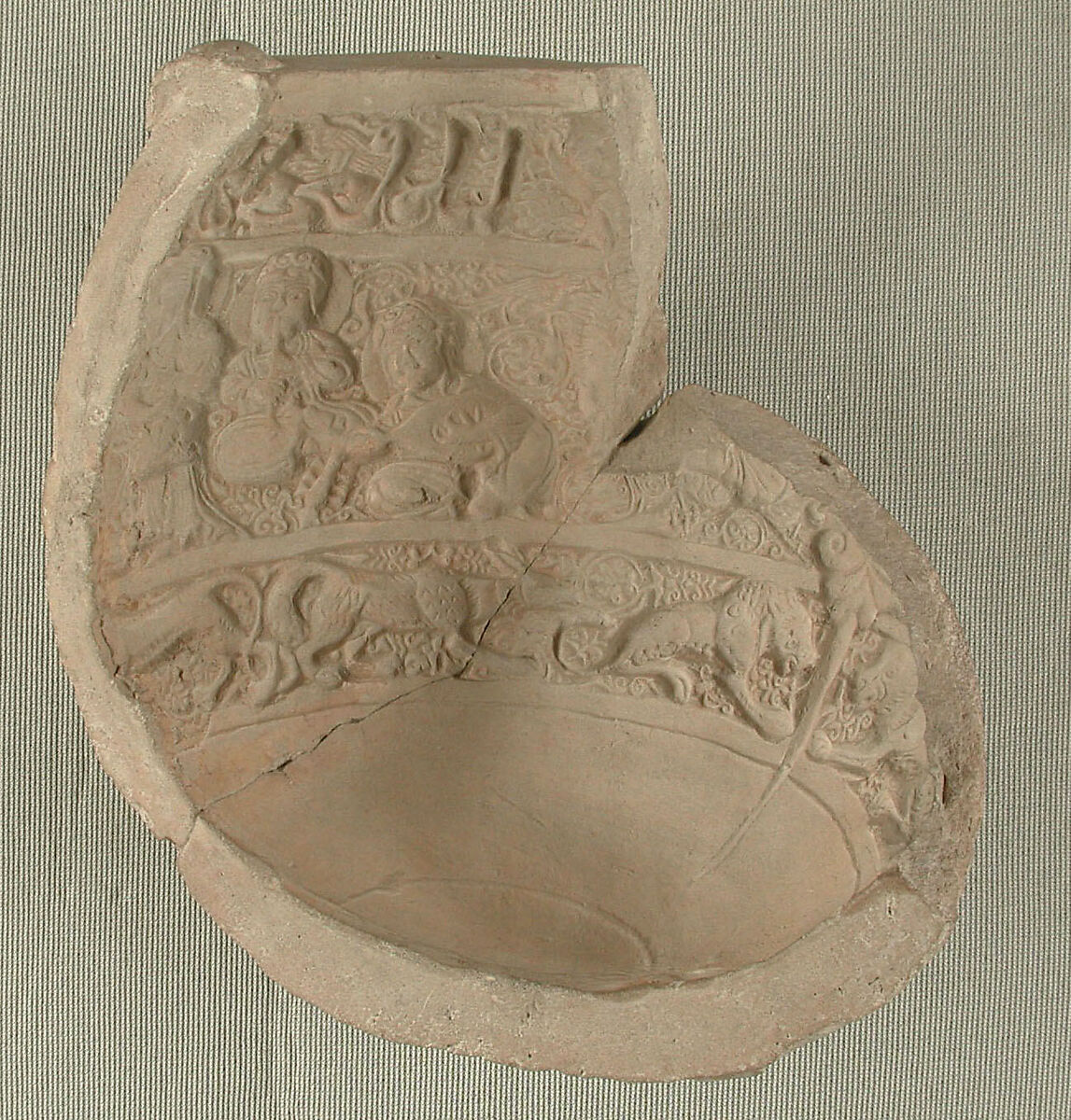 Mold Fragment with Musicians, Earthenware; carved