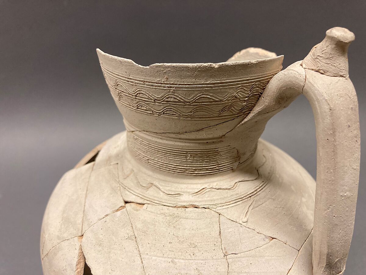 Ewer, Earthenware; incised and unglazed