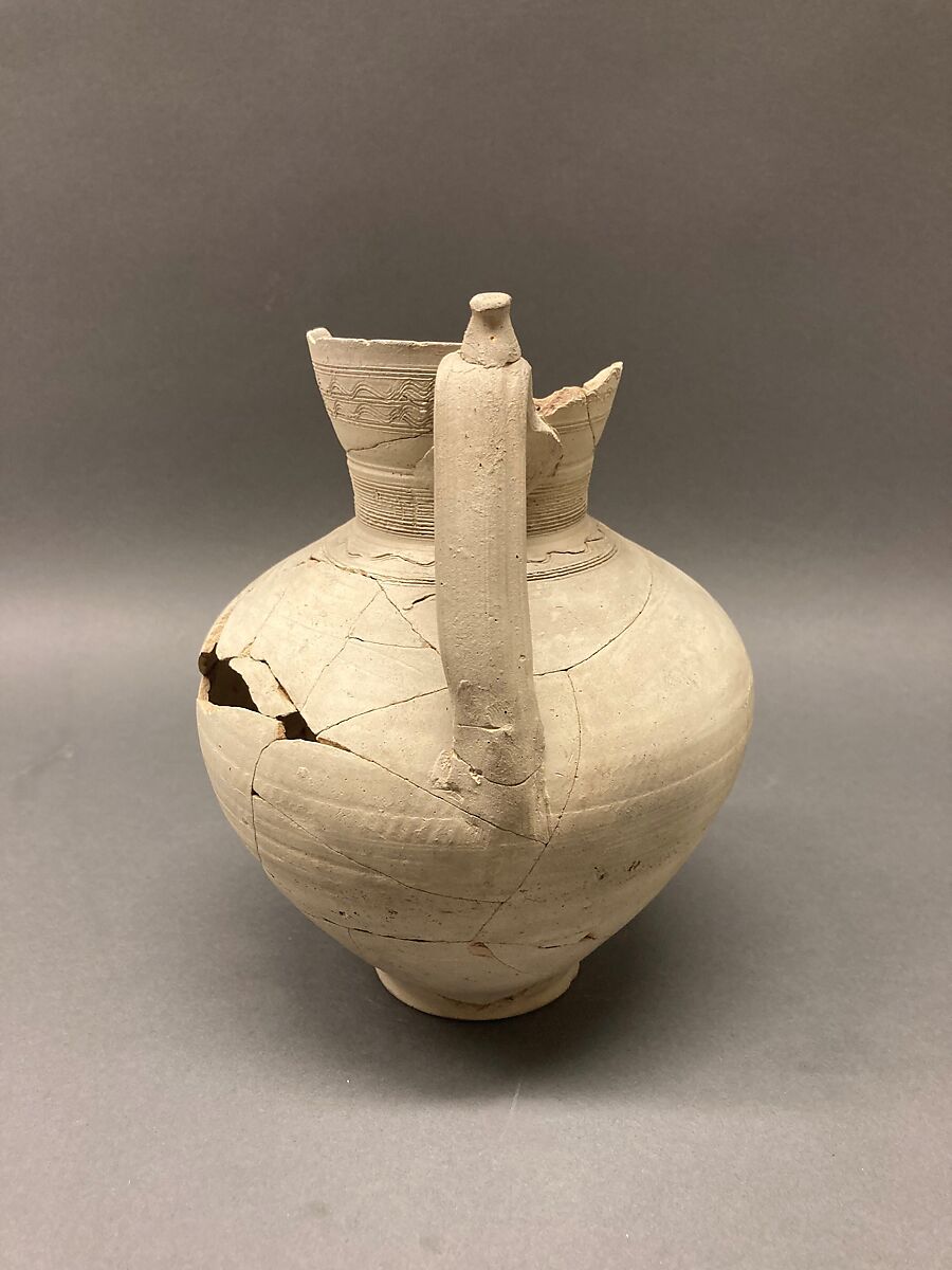 Ewer, Earthenware; incised and unglazed