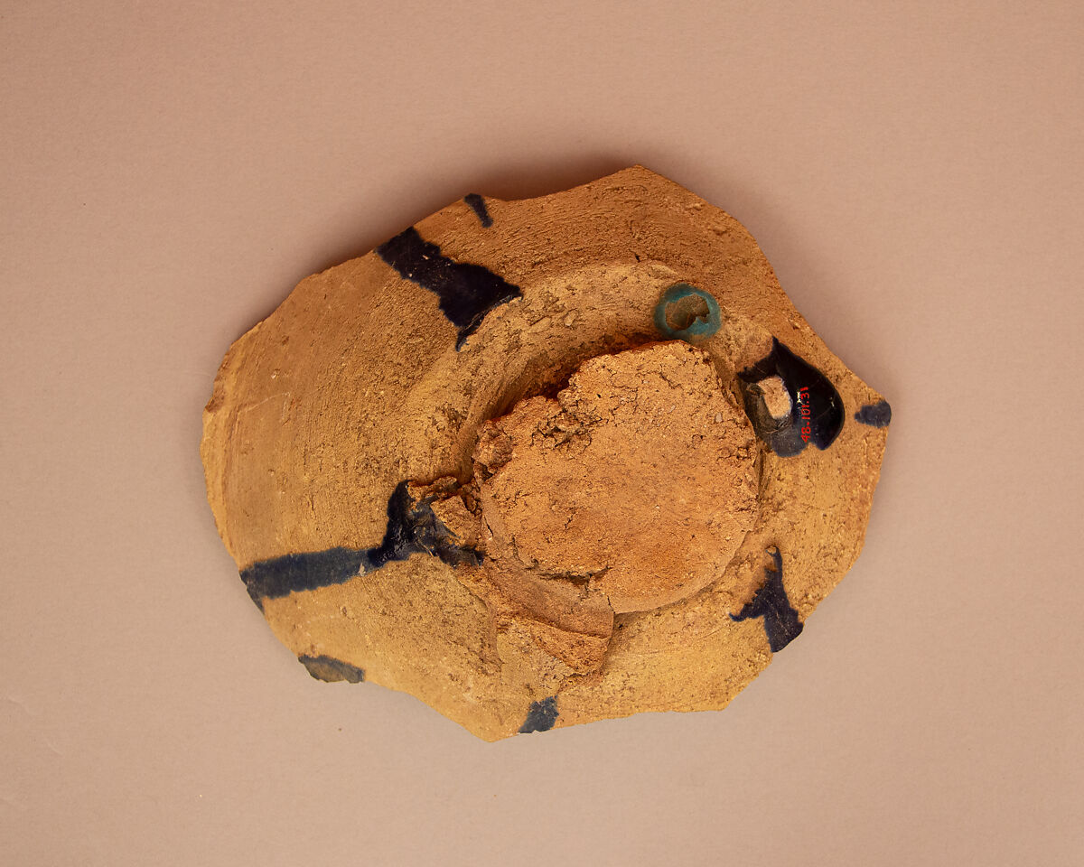 Fragment, Earthenware; cobalt and copper glaze 