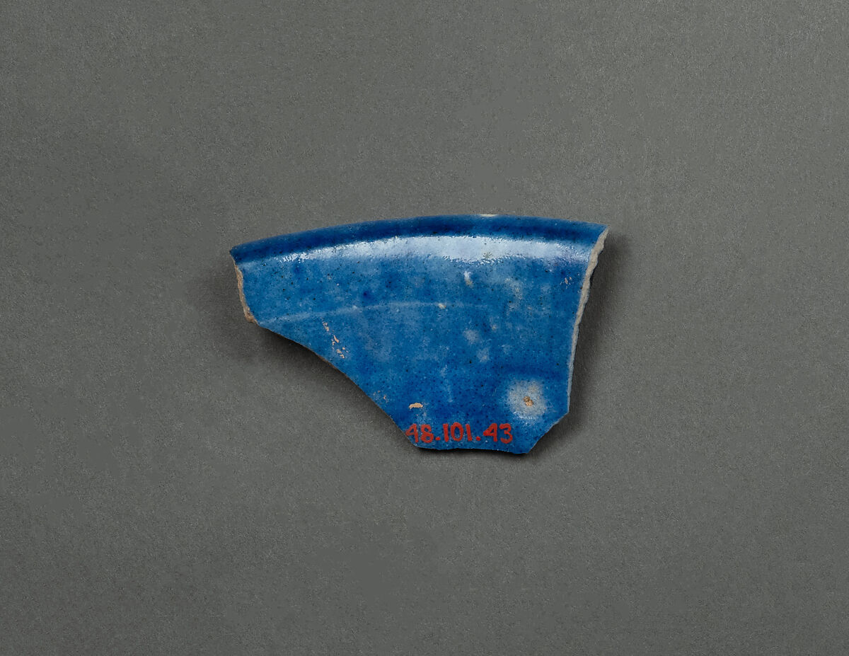Ceramic Fragment, Earthenware; white body under cobalt alkaline glaze