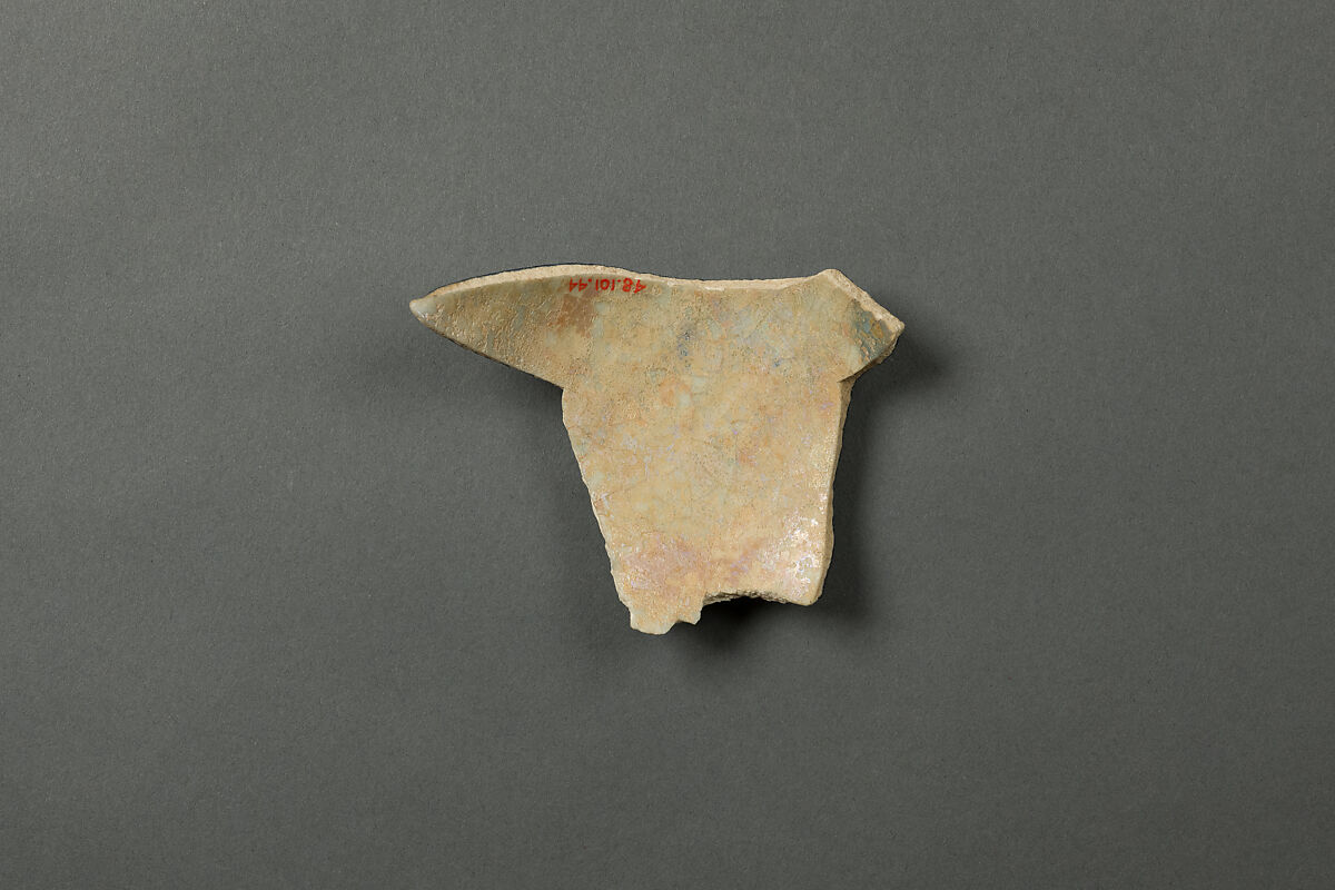 Ceramic Fragment, Earthenware; light-colored body under white and bluish-gray glaze